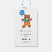 Thank you Baby Shower for Boy Blue Balloon Bear  Cadeaulabel (Voorkant)