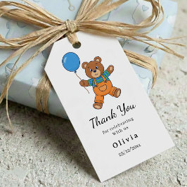 Thank you Baby Shower for Boy Blue Balloon Bear  Cadeaulabel