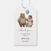 Thank you Baby Shower for Boy Blue Balloon Bear  Cadeaulabel (Voorkant)