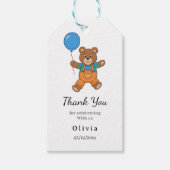 Thank you Baby Shower for Boy Blue Balloon Bear  Cadeaulabel (Voorkant)