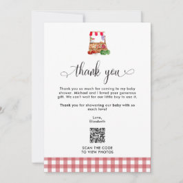 Thank you Baby Shower Locally Grown Farm QR Code Bedankkaart