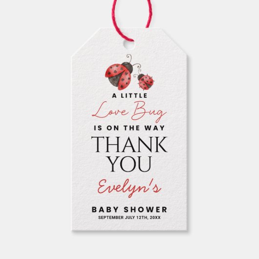 Thank You Baby Shower Love bug Cadeaulabel (Voorkant)