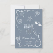 Thank You Beach Doodle Bridal Shower Card Bedankkaart (Voorkant)