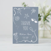 Thank You Beach Doodle Bridal Shower Card Bedankkaart (Staand voorkant)