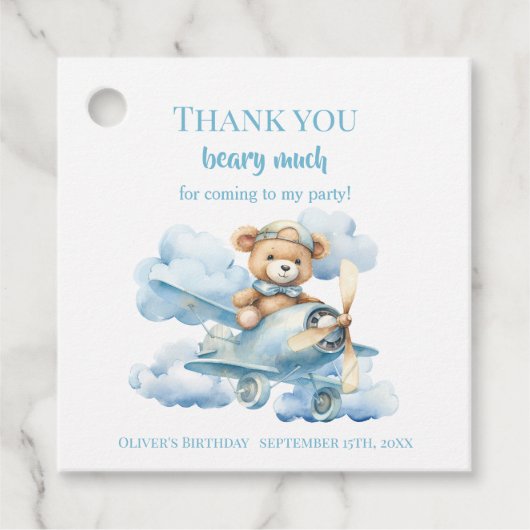 Thank You Beary Much Watercolor Teddy Bear Bedankjes Labels (Voorkant)