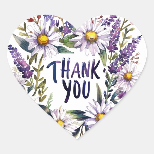 Thank you. Beautiful Daisies and lavender. Sticker (Voorkant)