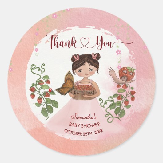 Thank You Berry Much Baby Shower Round Sticker (Voorkant)