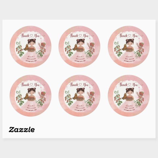 Thank You Berry Much Baby Shower Round Sticker (Vel)