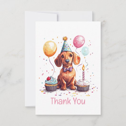 Thank You Birthday Dachshund Dog  Bedankkaart (Voorkant)