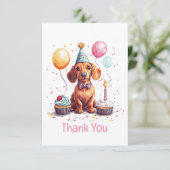 Thank You Birthday Dachshund Dog  Bedankkaart (Staand voorkant)