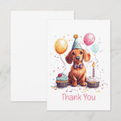 Thank You Birthday Dachshund Dog  Bedankkaart (Voorkant / Achterkant)