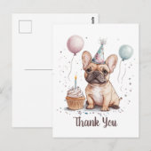 Thank You Birthday French Bulldog Briefkaart (Voorkant / Achterkant)
