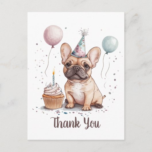 Thank You Birthday French Bulldog Briefkaart (Voorkant)