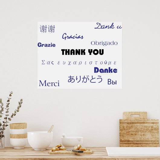 Thank You (black and blue001) Print (Keuken)