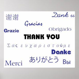Thank You (black and blue001) Print