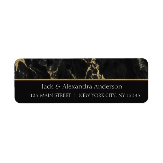 Thank You Black and Gold Elegant Marble Etiket (Voorkant)