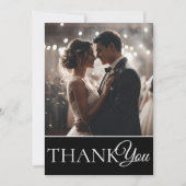 Thank You Black & White 2 Photo Wedding Bedankkaart (Voorkant)