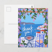 THANK YOU Bloemen Terras Grieks Eiland Briefkaart (Voorkant / Achterkant)