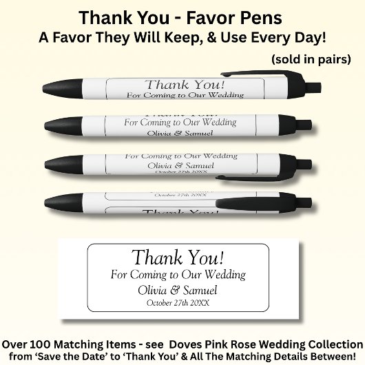 Thank You, Blsck White Wedding  Zwarte Inkt Pen