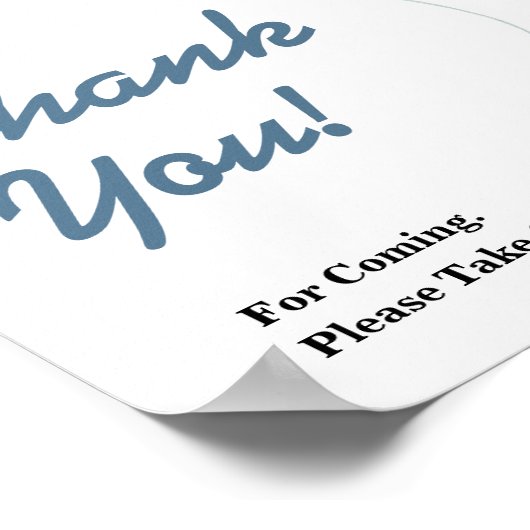 Thank You Blue Balloon Eucalyptus Baby Shower SIGN Poster (Hoek)