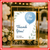 Thank You Blue Balloon Eucalyptus Baby Shower SIGN Poster