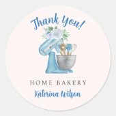 Thank You Blue Flower Mixer Ronde Sticker (Voorkant)