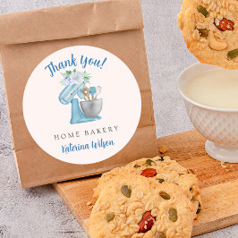 Thank You Blue Flower Mixer Ronde Sticker