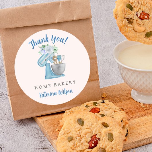 Thank You Blue Flower Mixer Ronde Sticker