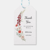 Thank you Boho floral Baby Shower red wildflower Cadeaulabel (Voorkant)