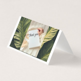 Thank You Botanical Greenery Card with Blue Brush  Kaart