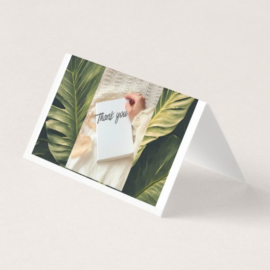 Thank You Botanical Greenery Card with Blue Brush  Kaart (Voorkant)