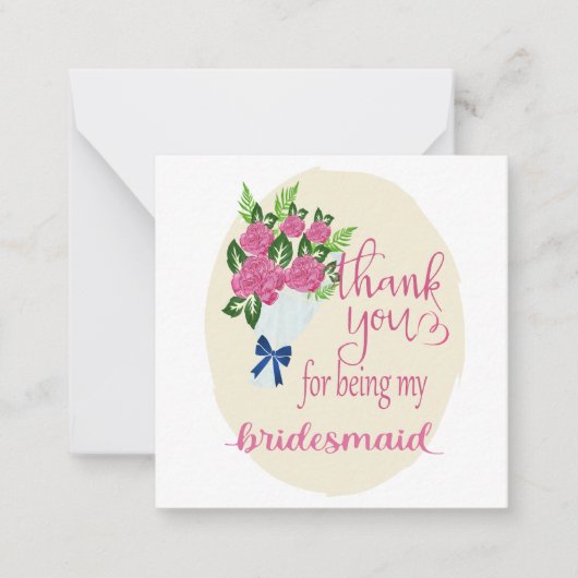 Thank you Bridesmaid Notitiekaartje (Voorkant)