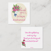 Thank you Bridesmaid Notitiekaartje (Voorkant / Achterkant)