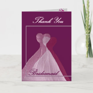 THANK YOU Bridesmaid Pink and Magenta Gowns Bedankkaart