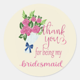 Thank you bridesmaid ronde sticker