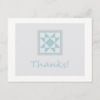 Thank You Briefkaart - Star Quilt Block (blauw/gri
