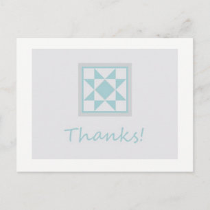 Thank You Briefkaart - Star Quilt Block (blauw/gri