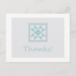 Thank You Briefkaart - Star Quilt Block (blauw/gri