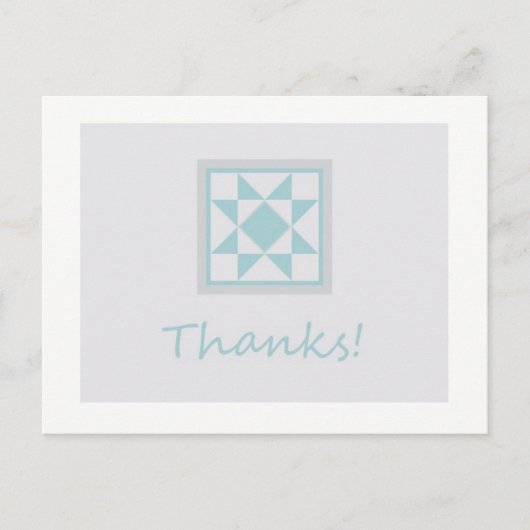 Thank You Briefkaart - Star Quilt Block (blauw/gri (Voorkant)