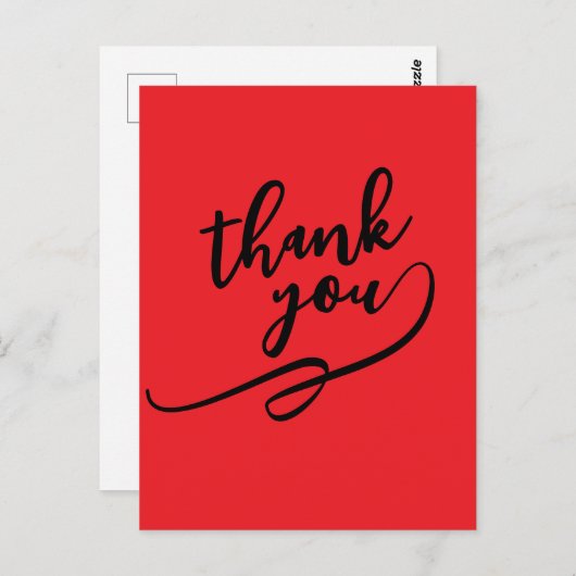 Thank You Bright Red Classical Unique Simple Briefkaart (Voorkant / Achterkant)