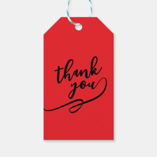 Thank You Bright Red Classical Unique Simple Cadeaulabel (Voorkant)