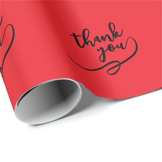 Thank You Bright Red Classical Unique Simple Cadeaupapier (Rol Hoek)