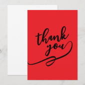 Thank You Bright Red Classical Unique Simple Card Bedankkaart (Voorkant / Achterkant)