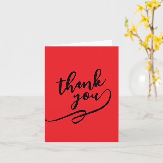 Thank You Bright Red Classical Unique Simple Kaart (Gele Bloem)