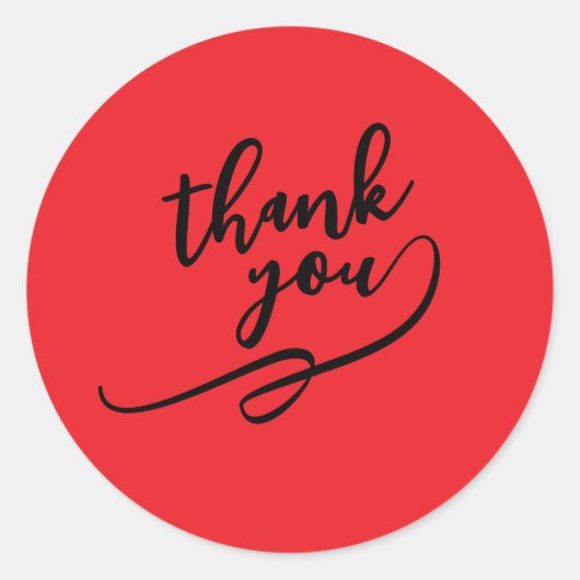 Thank You Bright Red Classical Unique Simple Ronde Sticker (Voorkant)