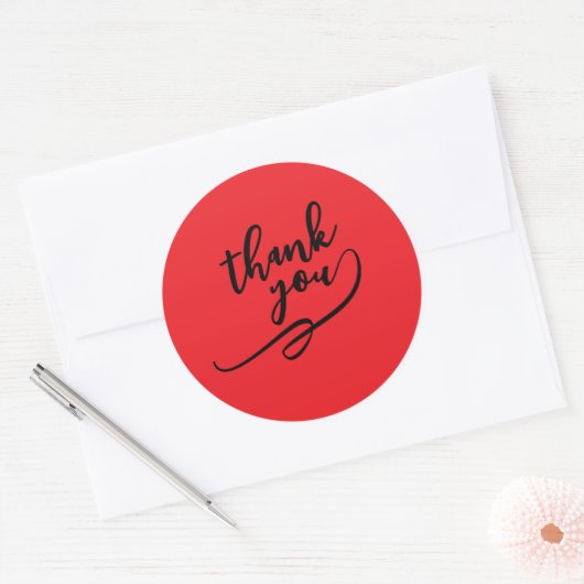 Thank You Bright Red Classical Unique Simple Ronde Sticker (Envelop)