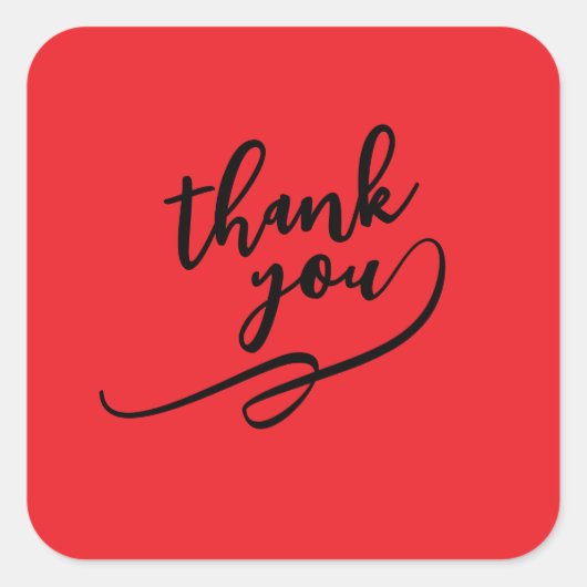 Thank You Bright Red Classical Unique Simple Vierkante Sticker (Voorkant)