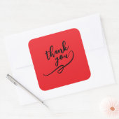 Thank You Bright Red Classical Unique Simple Vierkante Sticker (Envelop)