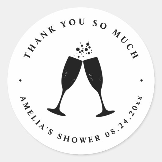 Thank You Brunch & Bubbly Bridal Shower Ronde Sticker (Voorkant)