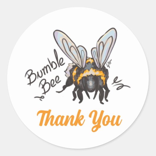 Thank You Bumble Bee Ronde Sticker (Voorkant)